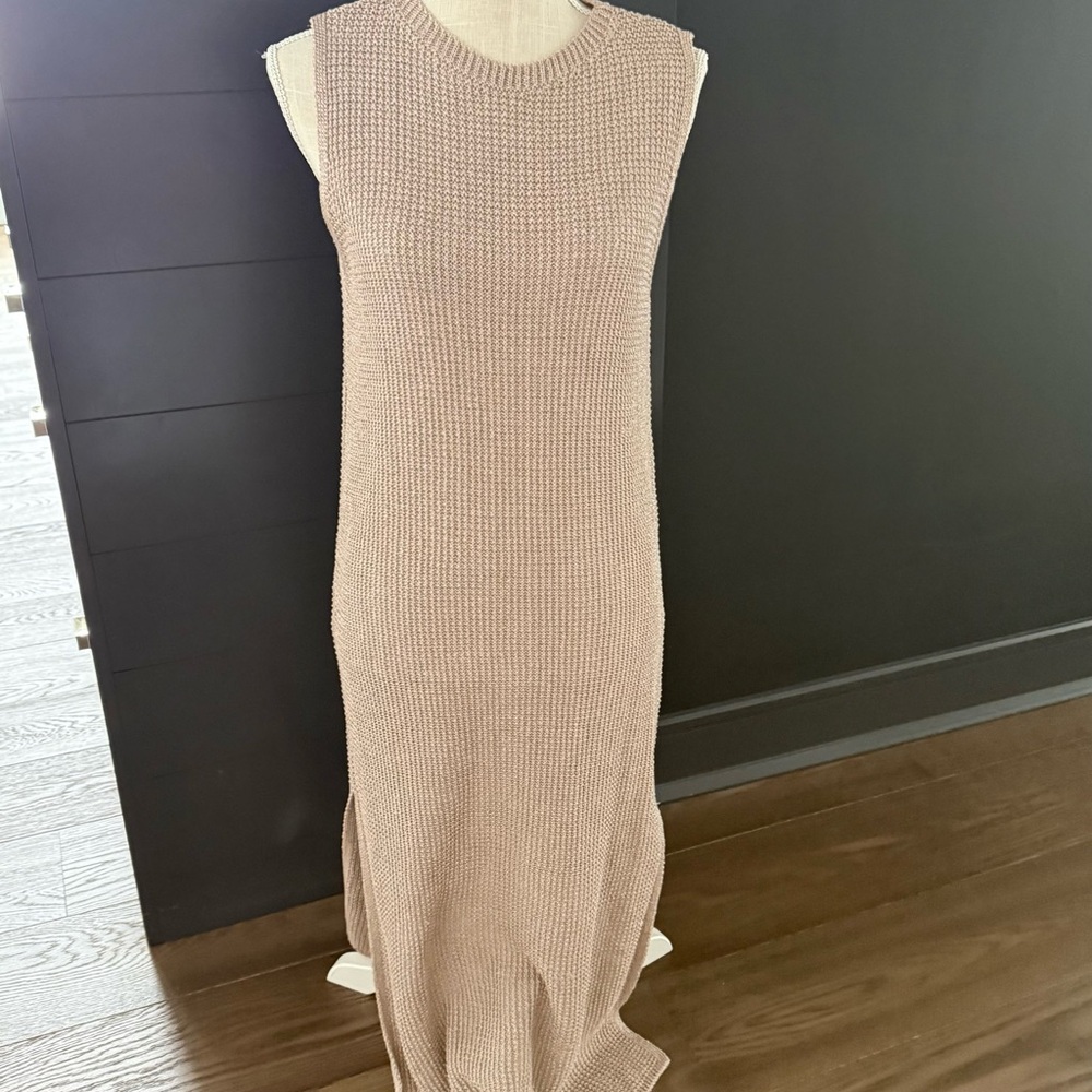 Tan knit Sleeveless Maxi Dress